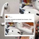 Wanita Terkejut Terima AirPods Gergasi